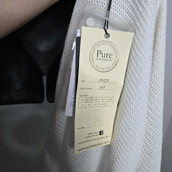 Pure Handknit 100% Cotton Open Wrap Cardigan Sweater Size XS/S NWT Fringe - Picture 4 of 4